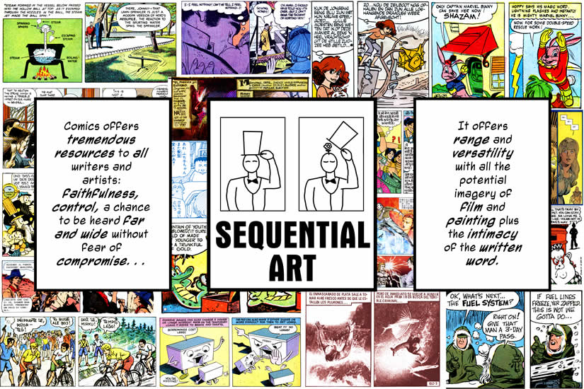 Sequential Art - re-working of a Scott McCloud panel from his book Understanding Comics for the "Agents of P.O.O.C. (Panels Out Of Context)" show at Maxwell's, Hoboken, NJ, July-August 2003.